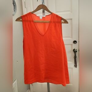 Diane Von Furstenberg DVF Acedia Crepe Scoop Neck Blouse Coral Sz S 100% Silk